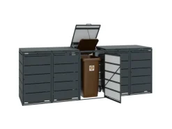 MBOX24 Classic Mülltonnenbox für 5 Mülltonnen (240L) aus Verzinktem Stahl  5er Metall Mülltonnenverkleidung in Anthrazit  Robust & Wetterfest* Hot