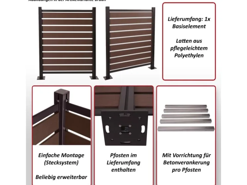 MCW Mülltonnenboxen|Alu Mülltonnen-Zaun K57 Anthrazit 130x110x6cm
