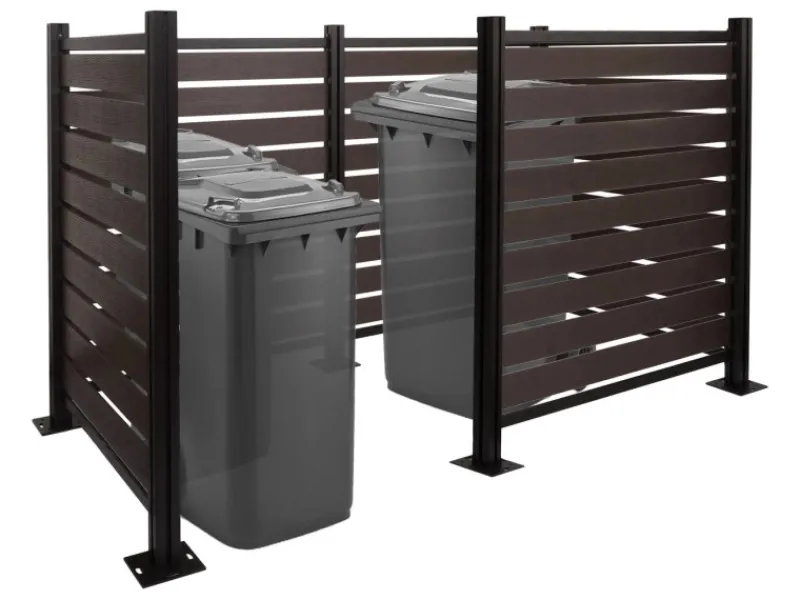 MCW Mülltonnenboxen|Alu Mülltonnen-Zaun K57 Anthrazit 130x300x110cm