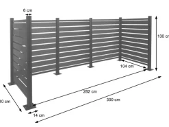 MCW Mülltonnenboxen|Alu Mülltonnen-Zaun K57 Anthrazit 130x300x110cm