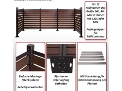 MCW Mülltonnenboxen|Alu Mülltonnen-Zaun K57 Anthrazit 130x300x110cm
