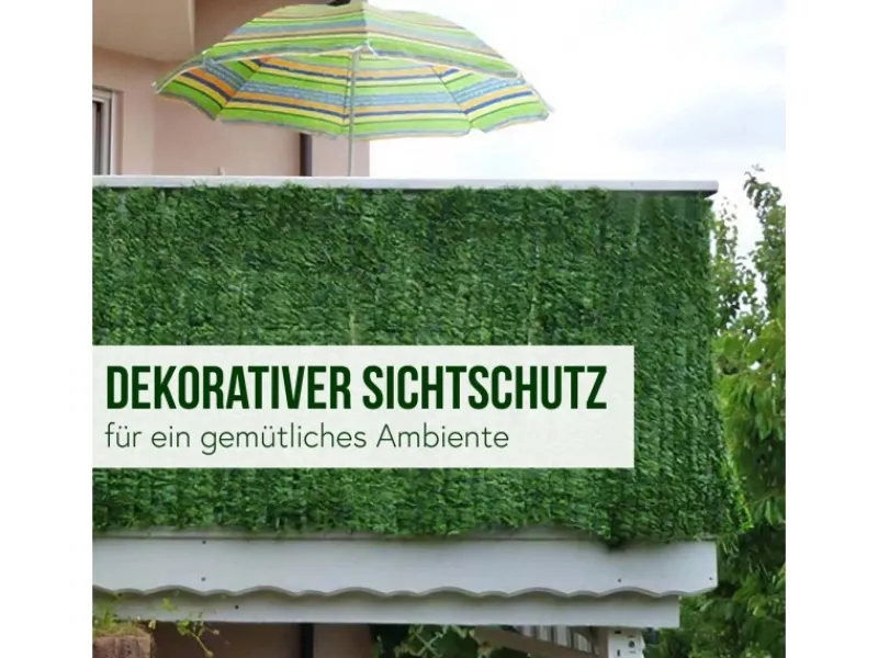 MCW Balkonsichtschutz|Balkonsichtschutz N77 500x100cm Blatt - 500x100cm Blatt Dunkel