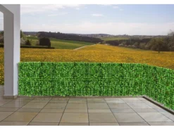 MCW Balkonsichtschutz|Balkonsichtschutz N77 300x100cm Blatt - 300x100cm Blatt Hell