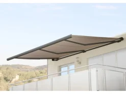 MCW Markisen|Elektrische Kassettenmarkise H27 6x3m Polyester Rahmen Grau