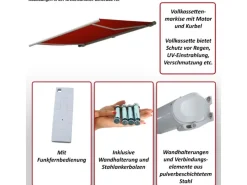 MCW Markisen|Elektrische Kassettenmarkise H123 4,5x3m Polyester Rahmen Grau