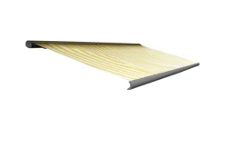 Elektrische Kassettenmarkise H122 4x3m Polyester Gelb/Weiß Rahmen Grau*MCW Sale
