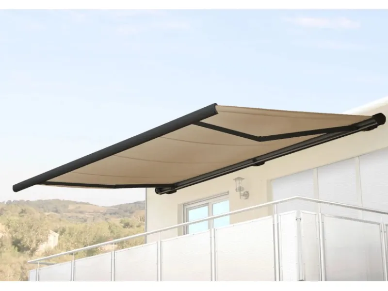 Elektrische Kassettenmarkise H27 6x3m Polyester Rahmen Anthrazit*MCW Discount