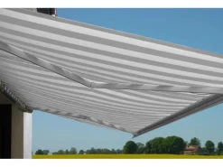 MCW Markisen|Elektrische Kassettenmarkise H124 5x3m Acryl Grau/Weiß