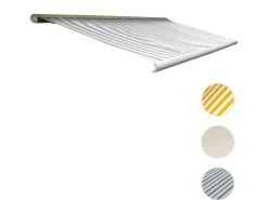 Elektrische Kassettenmarkise H122 4x3m Polyester Grau/Weiß*MCW Best