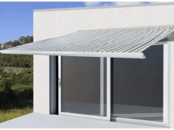 Elektrische Kassettenmarkise H122 4x3m Polyester Grau/Weiß*MCW Best