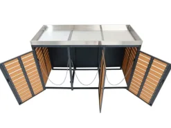 MCW Mülltonnenboxen|3er Mülltonnenverkleidung K14 -Optik 124x200x84cm