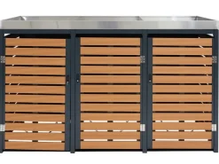 MCW Mülltonnenboxen|3er Mülltonnenverkleidung K14 -Optik 124x200x84cm
