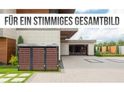 MCW Mülltonnenboxen|3er Mülltonnenverkleidung K14 -Optik 124x200x84cm