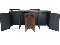 MCW Mülltonnenboxen|4er Mülltonnenverkleidung J82 Kirsche-Holzoptik Dunkelbraun 117x264x80cm