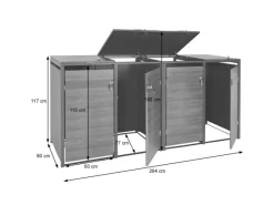 MCW Mülltonnenboxen|4er Mülltonnenverkleidung J82 Kirsche-Holzoptik Dunkelbraun 117x264x80cm