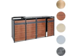 MCW Mülltonnenboxen|4er Mülltonnenverkleidung J82 Kirsche-Holzoptik Dunkelbraun 117x264x80cm