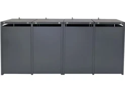 MCW Mülltonnenboxen|4er Mülltonnenverkleidung J82 Kirsche-Holzoptik Dunkelbraun 117x264x80cm