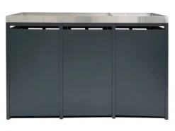 MCW Mülltonnenboxen|3er Mülltonnenverkleidung K14 Walnuss-Holzoptik 124x200x84cm