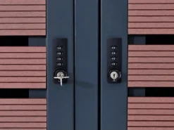 MCW Mülltonnenboxen|3er Mülltonnenverkleidung K14 Walnuss-Holzoptik 124x200x84cm