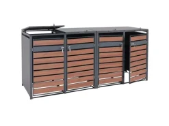 MCW Mülltonnenboxen|4er Mülltonnenverkleidung J81 Kirsche-Holzoptik Dunkelbraun 117x264x80cm