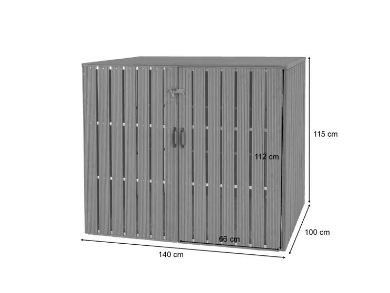 MCW Mülltonnenboxen|2-/4er WPC-Mülltonnenverkleidung J28 Grau 115x140x100cm