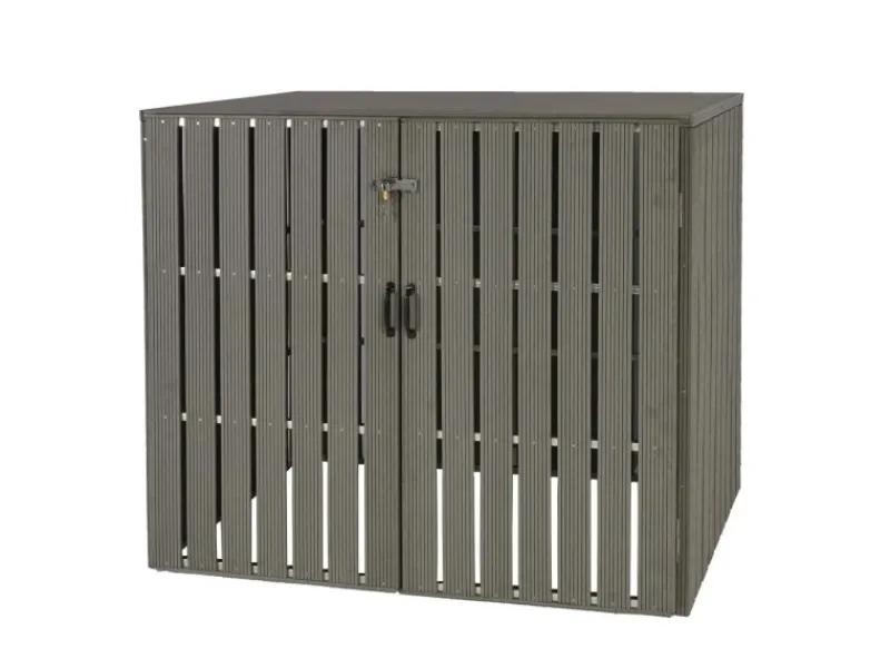 MCW Mülltonnenboxen|2-/4er WPC-Mülltonnenverkleidung J28 Grau 115x140x100cm