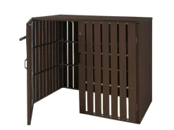 2-/4er WPC-Mülltonnenverkleidung J28 Braun 115x140x100cm*MCW Online