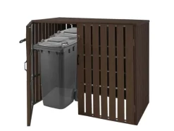 2-/4er WPC-Mülltonnenverkleidung J28 Braun 115x140x100cm*MCW Online