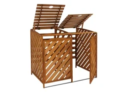 MCW Mülltonnenboxen|2er/4er Mülltonnenverkleidung J44 Braun 121x133x98cm