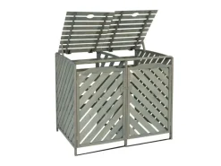 2er/4er Mülltonnenverkleidung J44 Grau 121x133x98cm*MCW New