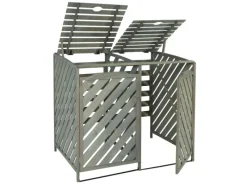 2er/4er Mülltonnenverkleidung J44 Grau 121x133x98cm*MCW New