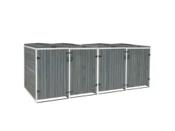 MCW Mülltonnenboxen|4er-/8er-Mülltonnenverkleidung H74 Grau-Weiß 126x316x98cm