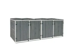 MCW Mülltonnenboxen|4er-/8er-Mülltonnenverkleidung H74 Grau-Weiß 126x316x98cm