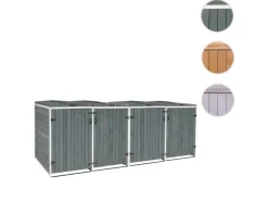 MCW Mülltonnenboxen|4er-/8er-Mülltonnenverkleidung H74 Grau-Weiß 126x316x98cm