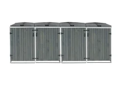 MCW Mülltonnenboxen|4er-/8er-Mülltonnenverkleidung H74 Grau-Weiß 126x316x98cm