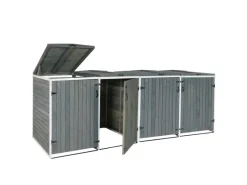 MCW Mülltonnenboxen|4er-/8er-Mülltonnenverkleidung H74 Grau-Weiß 126x316x98cm