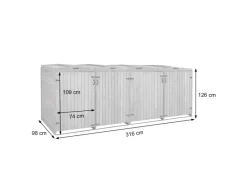 MCW Mülltonnenboxen|4er-/8er-Mülltonnenverkleidung H74 Grau-Weiß 126x316x98cm