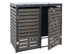 2er-/4er-Mülltonnenverkleidung K14 Anthrazit 119x140x102cm*MCW New