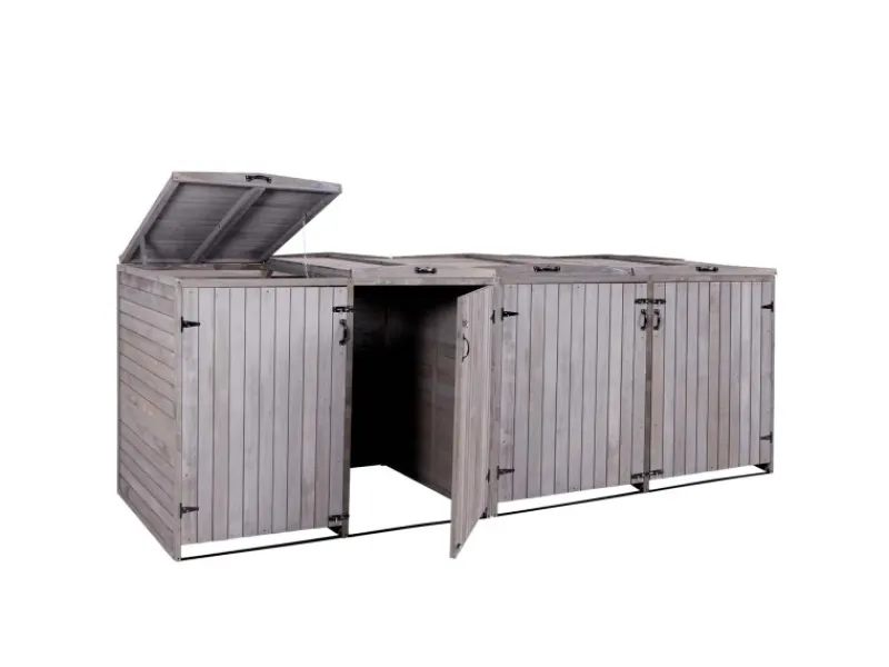 MCW Mülltonnenboxen|4er-/8er-Mülltonnenverkleidung H74 Anthrazit-Grau 126x316x98cm