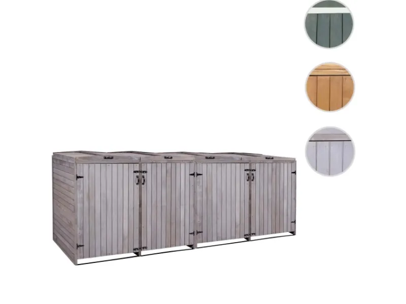 MCW Mülltonnenboxen|4er-/8er-Mülltonnenverkleidung H74 Anthrazit-Grau 126x316x98cm