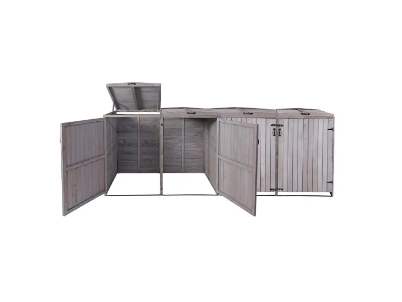 MCW Mülltonnenboxen|4er-/8er-Mülltonnenverkleidung H74 Anthrazit-Grau 126x316x98cm