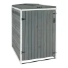 1er-/2er-Mülltonnenverkleidung H74 Grau-Weiß 126x80x98cm*MCW Outlet