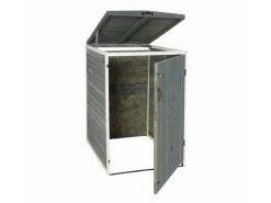 1er-/2er-Mülltonnenverkleidung H74 Grau-Weiß 126x80x98cm*MCW Outlet