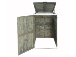 1er-/2er-Mülltonnenverkleidung H74 Grau-Weiß 126x80x98cm*MCW Outlet