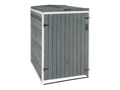 1er-/2er-Mülltonnenverkleidung H74 Grau-Weiß 126x80x98cm*MCW Outlet