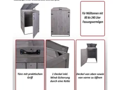 1er-/2er-Mülltonnenverkleidung H74 Grau-Weiß 126x80x98cm*MCW Outlet