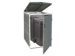 1er-/2er-Mülltonnenverkleidung H74 Grau-Weiß 126x80x98cm*MCW Outlet