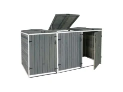 3er-/6er-Mülltonnenverkleidung H74 Grau-Weiß 126x238x98cm*MCW Outlet