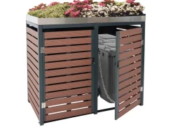 2er-/4er-Mülltonnenverkleidung K14 Walnuss-Holzoptik 124x146x102cm*MCW Sale