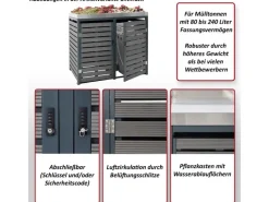 2er-/4er-Mülltonnenverkleidung K14 Walnuss-Holzoptik 124x146x102cm*MCW Sale